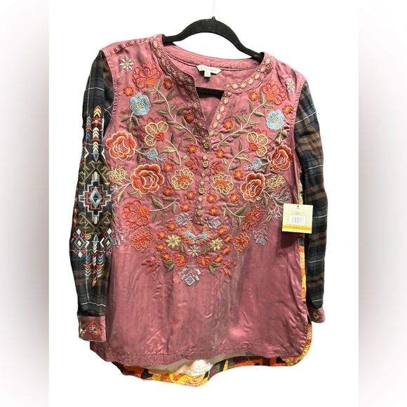 John Mark embroidered long sleeve shirt size S